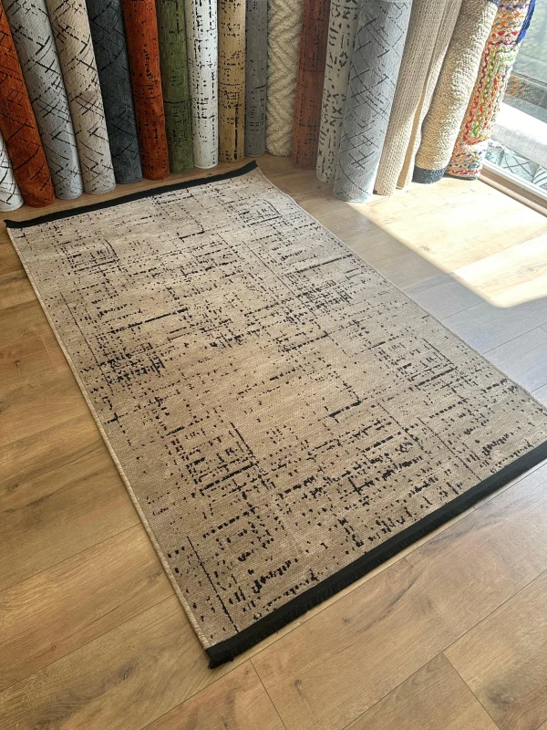Destan Halı Ürgüp 6003 Bej Kaymaz Tabanlı Yıkanabilir Kilim