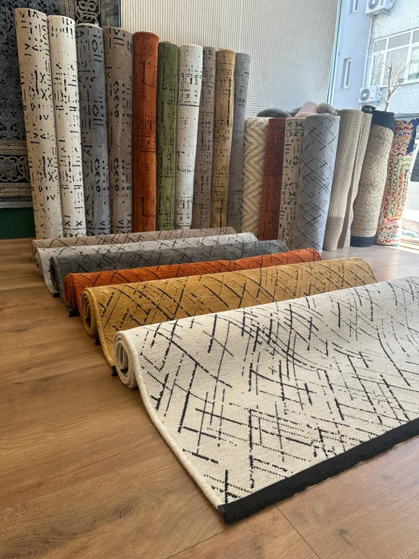 Destan Halı Ürgüp 6007 Kemik Kaymaz Tabanlı Yıkanabilir Kilim