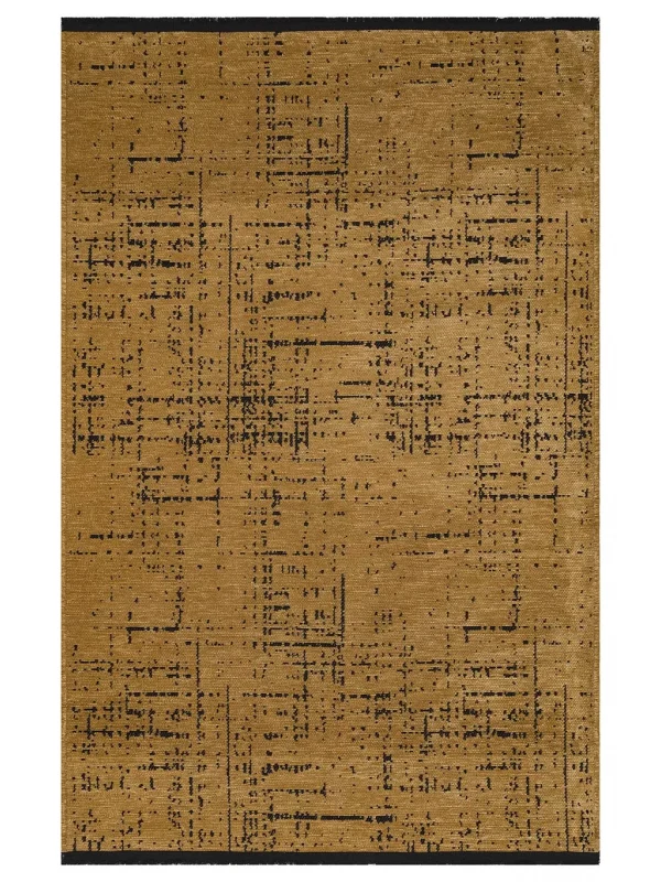 Destan Halı Ürgüp 6005 Hardal Kaymaz Tabanlı Yıkanabilir Kilim