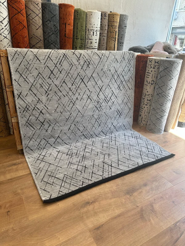 Destan Halı Ürgüp 6008 Açık Gri Kaymaz Tabanlı Yıkanabilir Kilim