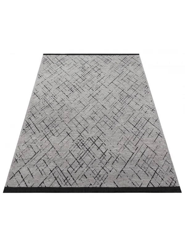 Destan Halı Ürgüp 6008 Açık Gri Kaymaz Tabanlı Yıkanabilir Kilim