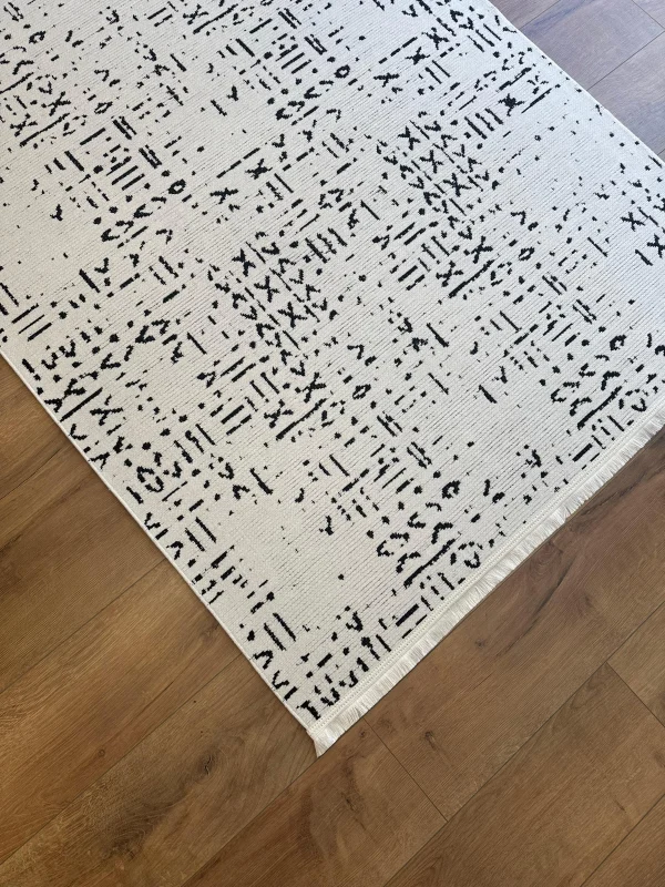 Destan Halı Luna LN02 Beyaz Kaymaz Tabanlı Yıkanabilir Kilim