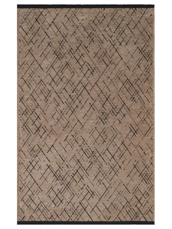 Destan Halı Ürgüp 6009 Bej Kaymaz Tabanlı Yıkanabilir Kilim