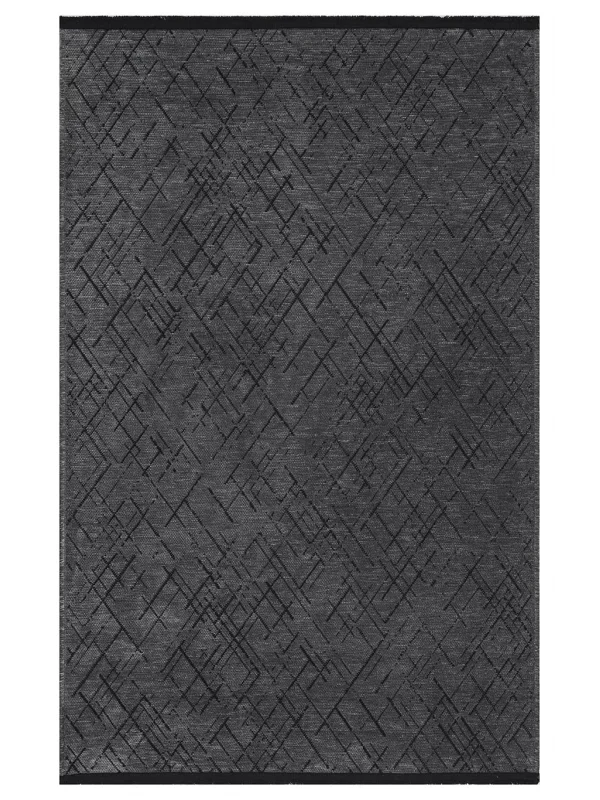 Destan Halı Ürgüp 6010 Antrasit Kaymaz Tabanlı Yıkanabilir Kilim