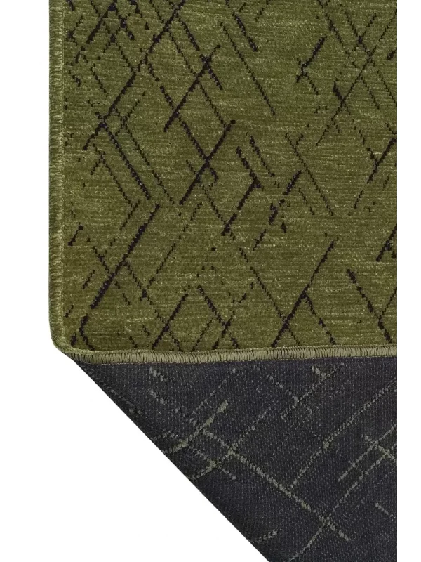Destan Halı Ürgüp 6012 Yeşil Kaymaz Tabanlı Yıkanabilir Kilim