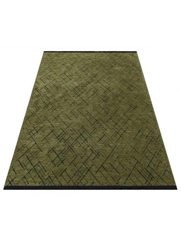 Destan Halı Ürgüp 6012 Yeşil Kaymaz Tabanlı Yıkanabilir Kilim