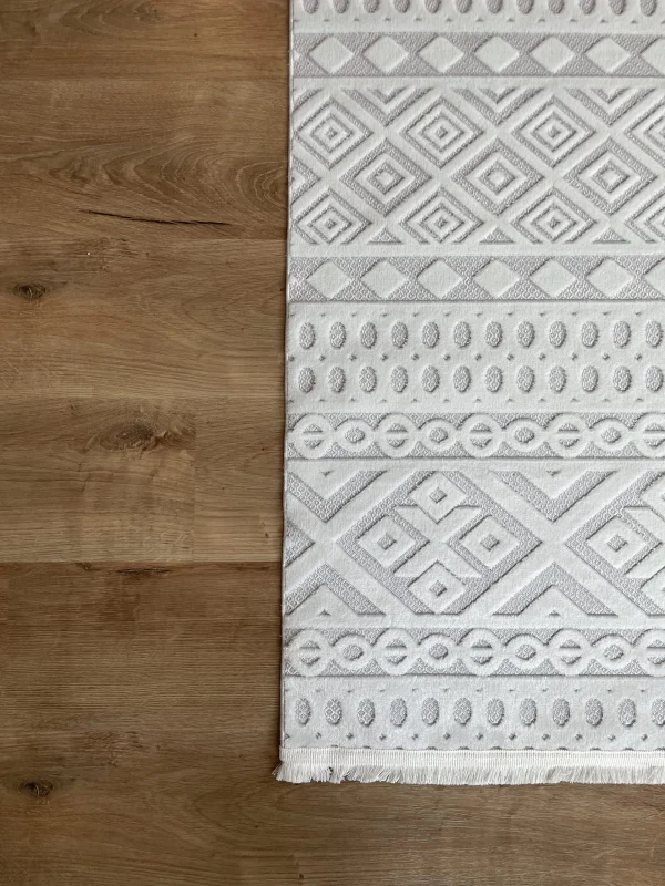 Destan Halı Zaragoza İnce Saten Dokuma Makinede Yıkanabilir Model Z-25 BEYAZ