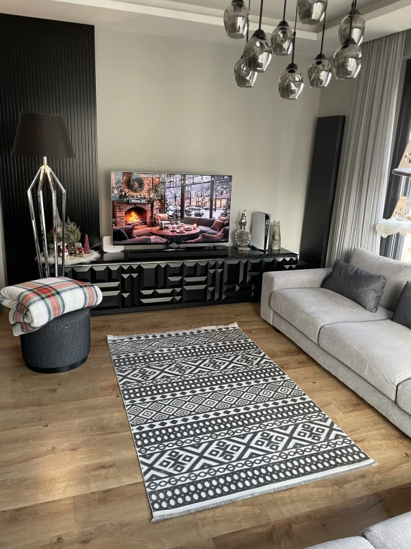 Destan Halı Zaragoza İnce Saten Dokuma Makinede Yıkanabilir Model Z-29 Antrasit