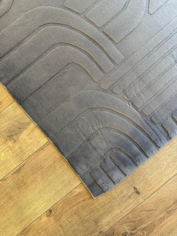 İnce Tüylü Ultra Yumuşak Puffy Peluş Antialerjik Halı Antrasit