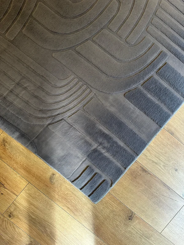 İnce Tüylü Ultra Yumuşak Puffy Peluş Antialerjik Halı Antrasit