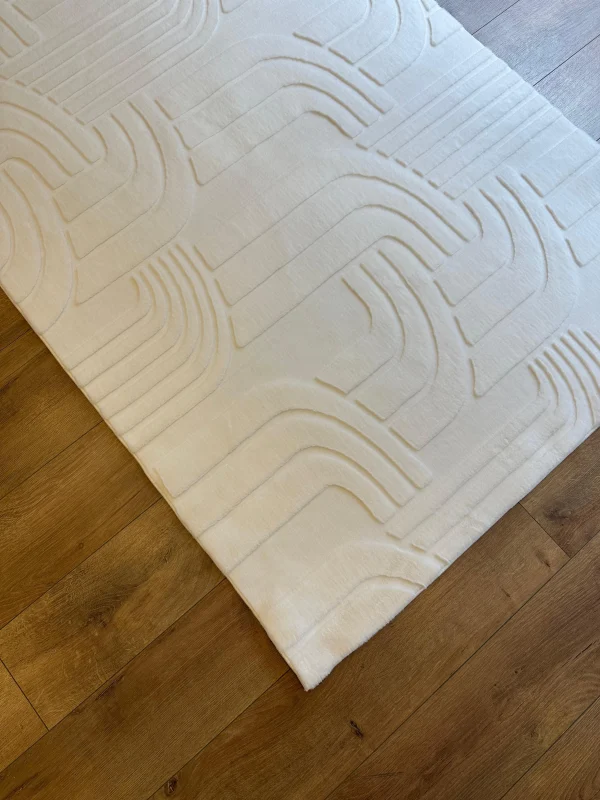 İnce Tüylü Ultra Yumuşak Puffy Peluş Antialerjik Halı Beyaz