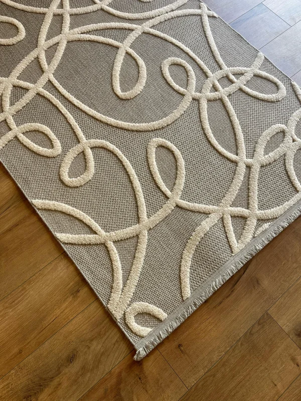 İskandinav Tüy Vermez Etnik Modern Özel Ölçü Makine Halısı Focus FC01