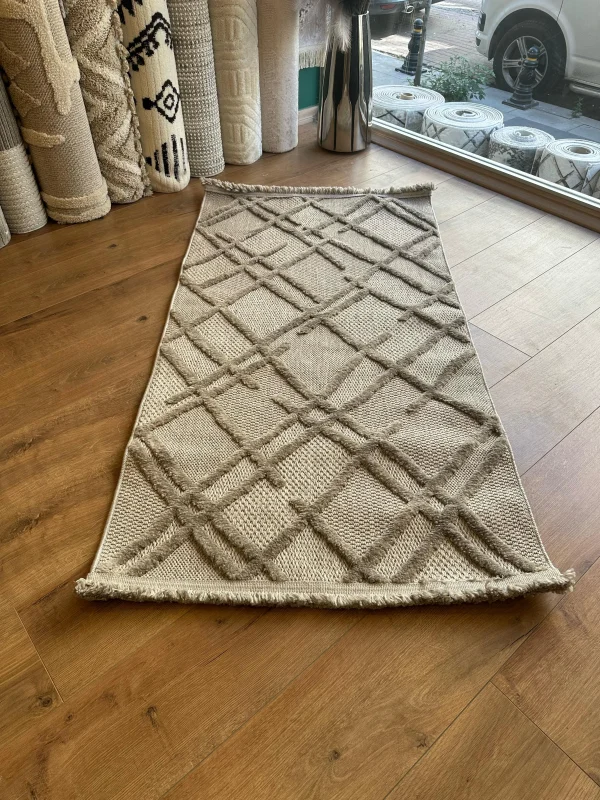 İskandinav Tüy Vermez Etnik Modern Özel Ölçü Makine Halısı Focus FC04