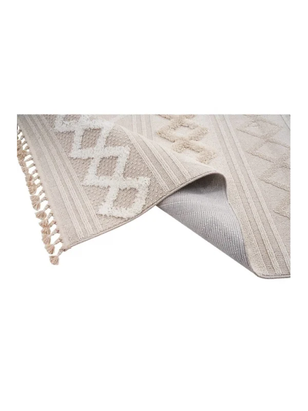 Destan Halı Jakarta 451 Ivory Bej-krem Renk Saçaklı Kabartmalı Modern Salon Oturma Odası Halısı