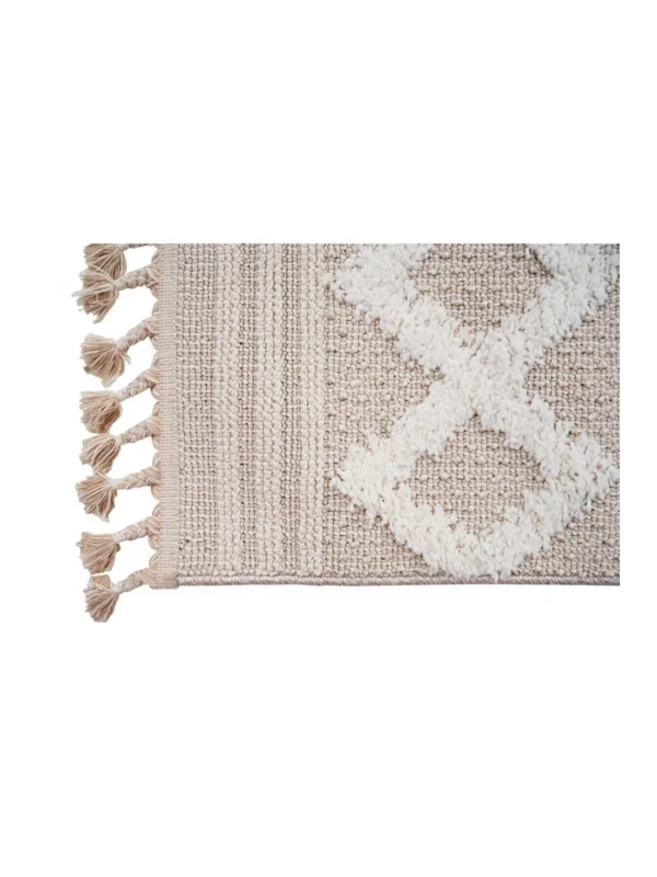 Destan Halı Jakarta 451 Ivory Bej-krem Renk Saçaklı Kabartmalı Modern Salon Oturma Odası Halısı