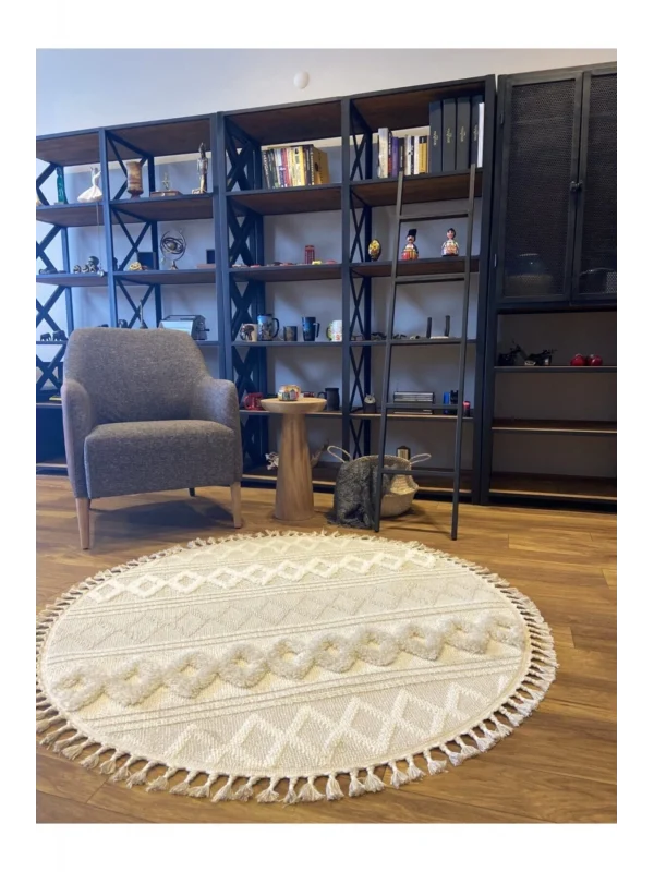 Destan Halı Jakarta 451 Ivory Daire Iskandinav Halı