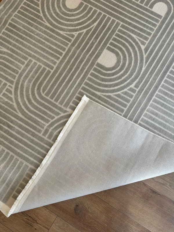 Destan Halı Gloria 5308 Gri Modern İskandinav Hav Toz Vermez Etnik Modern Makine Halısı