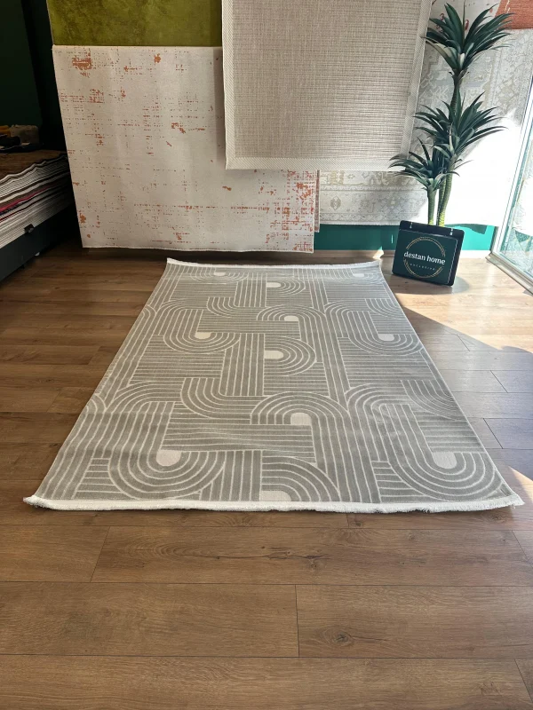 Destan Halı Gloria 5308 Gri Modern İskandinav Hav Toz Vermez Etnik Modern Makine Halısı
