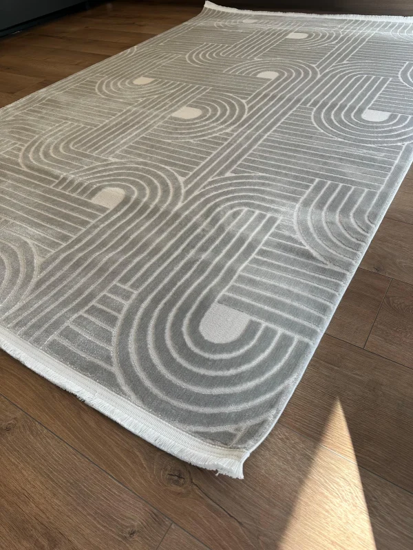 Destan Halı Gloria 5308 Gri Modern İskandinav Hav Toz Vermez Etnik Modern Makine Halısı