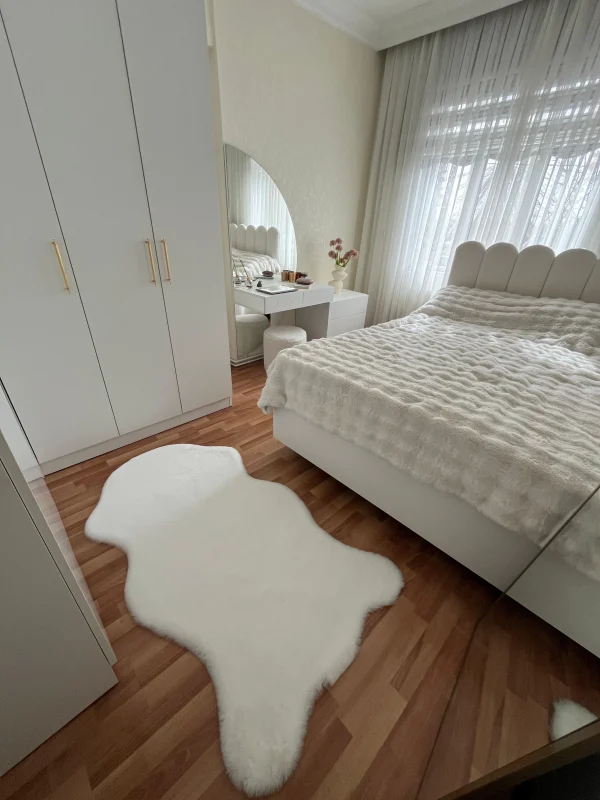 Tavşan Tüyü Post Peluş Ultra Yumuşak Post Puffy Beyaz