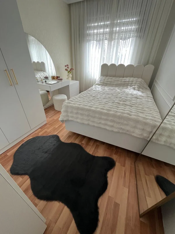 Tavşan Tüyü Post Peluş Ultra Yumuşak Post Puffy Siyah