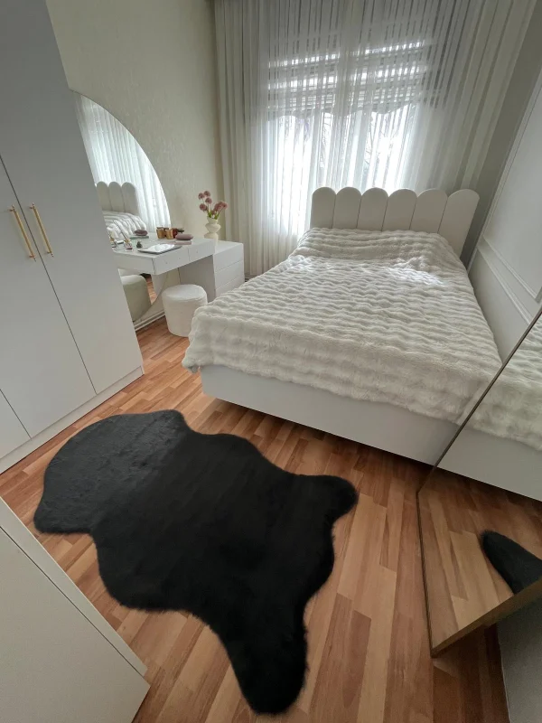 Tavşan Tüyü Post Peluş Ultra Yumuşak Post Puffy Siyah