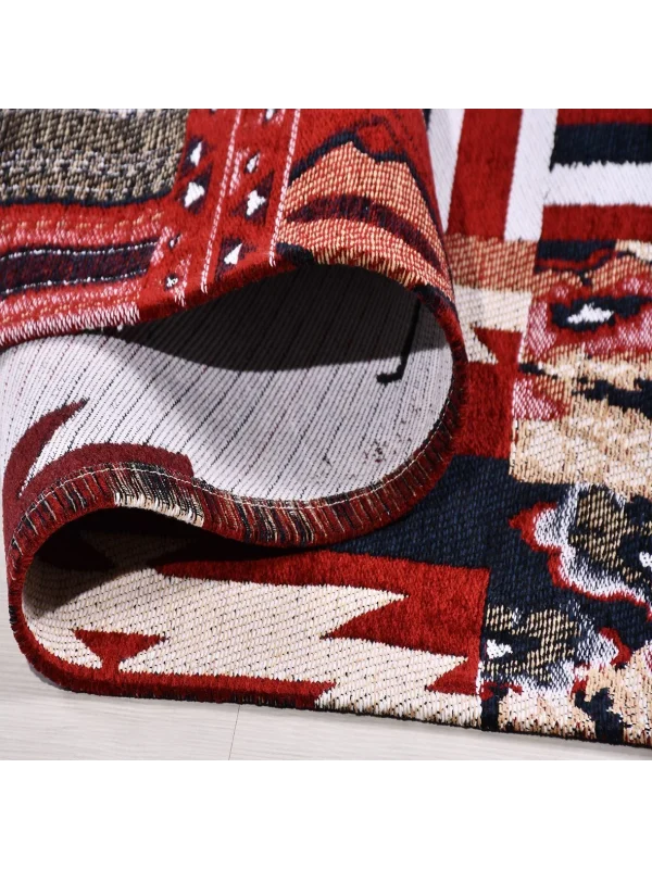 TÜRKMEN KİLİM 03 Makinede Yıkanabilir Türkmen Desenli Dokuma Kilim