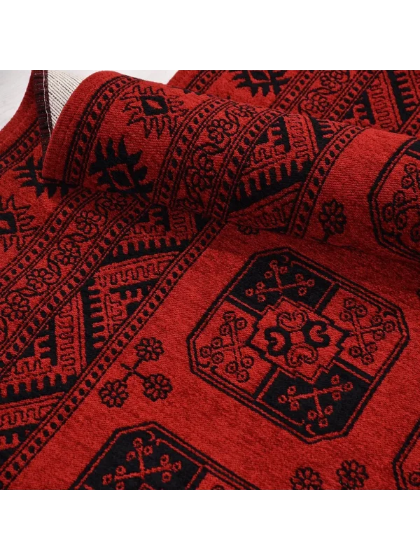 TÜRKMEN KİLİM 05 Makinede Yıkanabilir Türkmen Desenli Dokuma Kilim