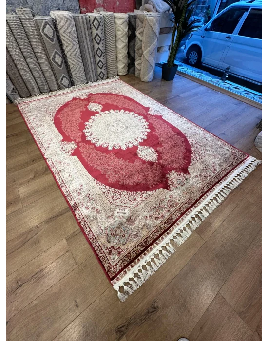 Destan Exclusive Modal İpek 120 Tarak Klasik Makine Halısı Kırmızı