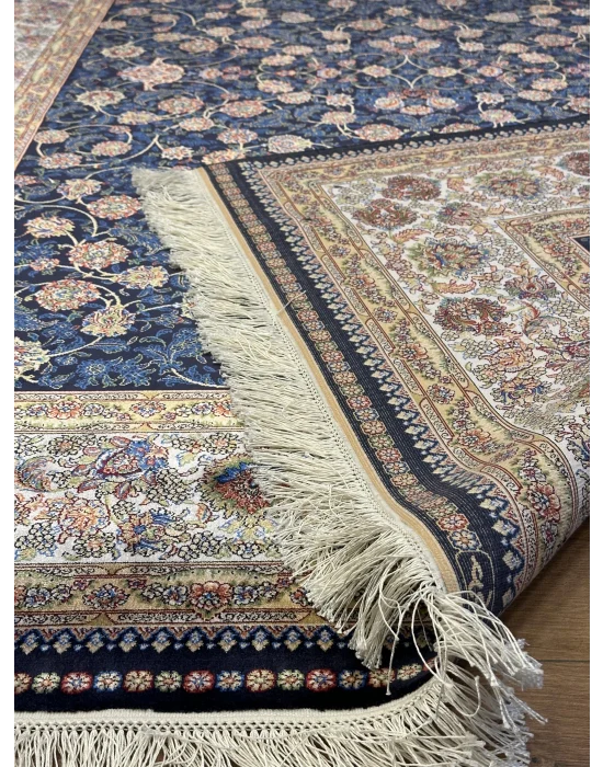 Destan Exclusive Modal İpek 120 Tarak Klasik Makine Halısı Mavi