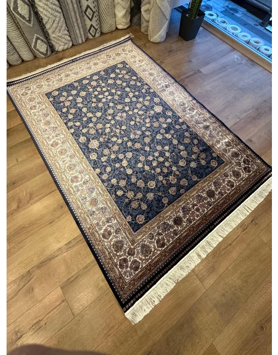 Destan Exclusive Modal İpek 120 Tarak Klasik Makine Halısı Mavi