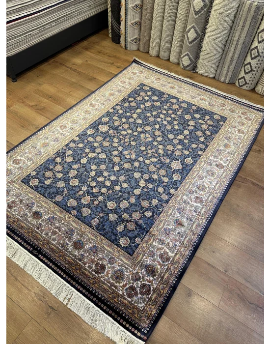 Destan Exclusive Modal İpek 120 Tarak Klasik Makine Halısı Mavi