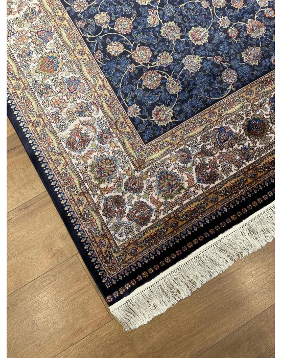 Destan Exclusive Modal İpek 120 Tarak Klasik Makine Halısı Mavi