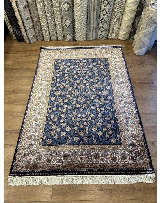 Destan Exclusive Modal İpek 120 Tarak Klasik Makine Halısı Mavi