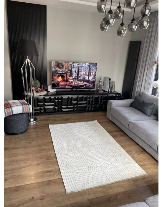 Destan Halı Dokuma Pamuk Taban Kaydırmaz Model Bodo Beyaz