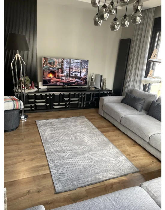 Destan Halı Dokuma Pamuk Taban Kaydırmaz Model Bodo Gri