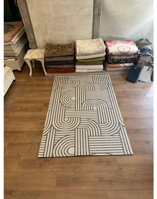 Destan Halı EU4 Sisal Bordürlü Çerçeveli Jüt Sisal Modern Makinada Yıkanabilir Halı