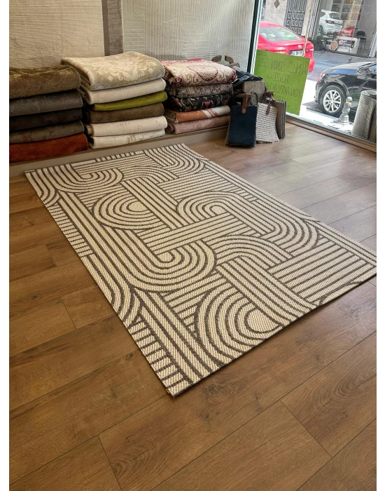 Destan Halı EU4 Sisal Bordürlü Çerçeveli Jüt Sisal Modern Makinada Yıkanabilir Halı