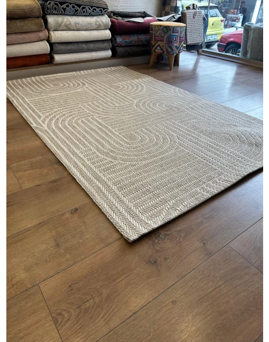 Destan Halı EU8 Sisal Bordürlü Çerçeveli Jüt Sisal Modern Makinada Yıkanabilir Halı