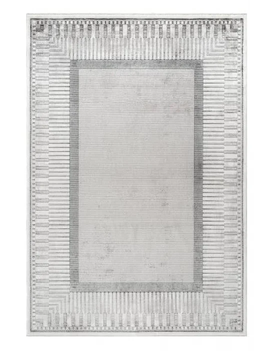 Destan Halı Luster Robot Süpürgeye Uygun Modern Desenli Kolay Temizlenebilir Salon Halısı A3501B GRİ