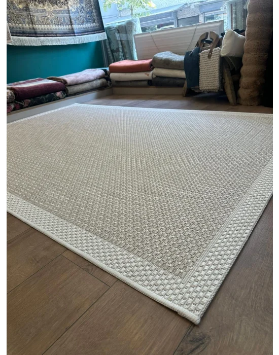 Destan Halı Sisal 04 Bordürlü Özel Ölçü Tam Çerçeveli Jüt Sisal Modern Halı