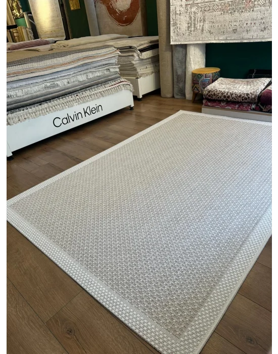 Destan Halı Sisal 04 Bordürlü Özel Ölçü Tam Çerçeveli Jüt Sisal Modern Halı