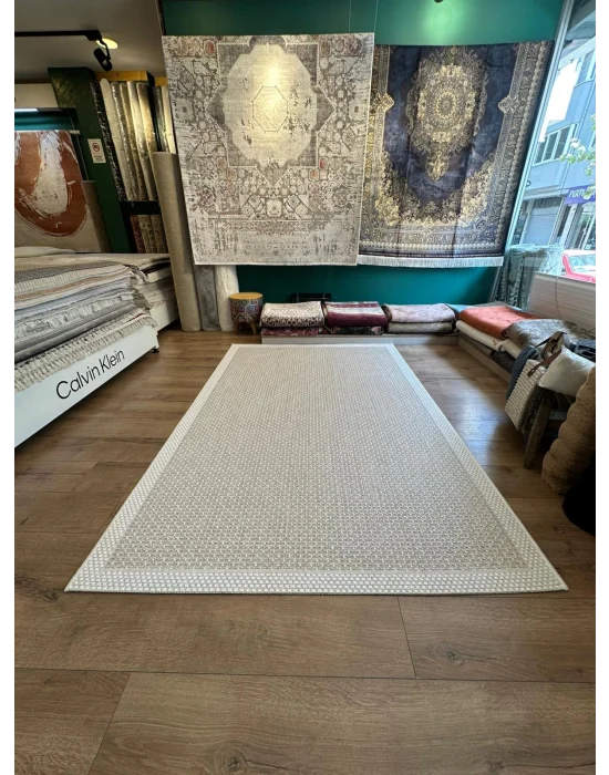 Destan Halı Sisal 04 Bordürlü Özel Ölçü Tam Çerçeveli Jüt Sisal Modern Halı