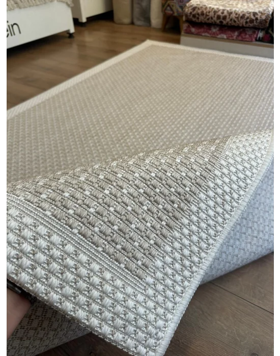 Destan Halı Sisal 04 Bordürlü Özel Ölçü Tam Çerçeveli Jüt Sisal Modern Halı