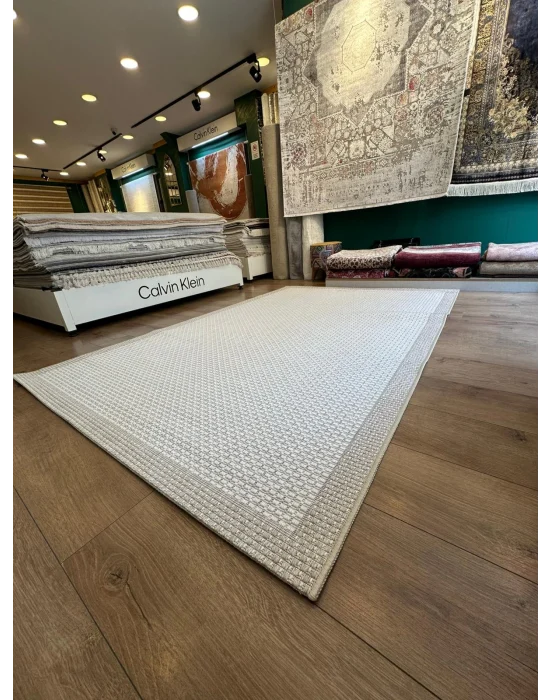 Destan Halı Sisal 05 Bordürlü Özel Ölçü Tam Çerçeveli Jüt Sisal Modern Halı