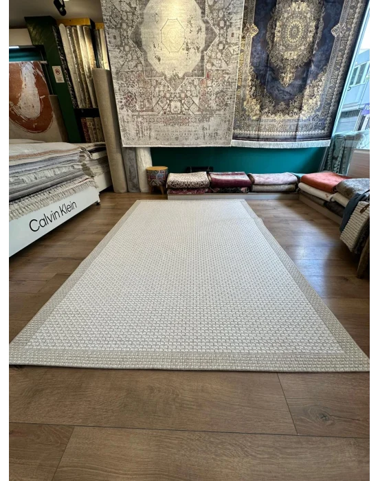 Destan Halı Sisal 05 Bordürlü Özel Ölçü Tam Çerçeveli Jüt Sisal Modern Halı