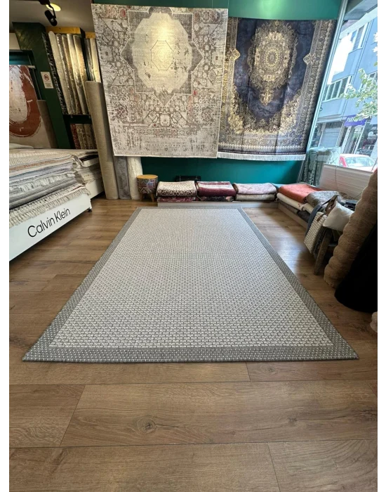 Destan Halı Sisal 06 Bordürlü Özel Ölçü Tam Çerçeveli Jüt Sisal Modern Halı