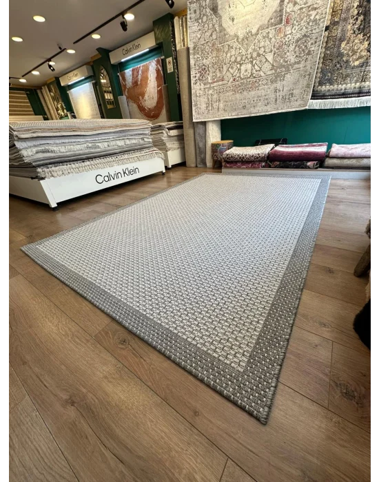 Destan Halı Sisal 06 Bordürlü Özel Ölçü Tam Çerçeveli Jüt Sisal Modern Halı