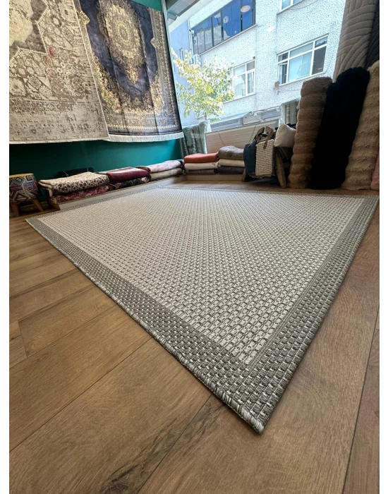 Destan Halı Sisal 06 Bordürlü Özel Ölçü Tam Çerçeveli Jüt Sisal Modern Halı