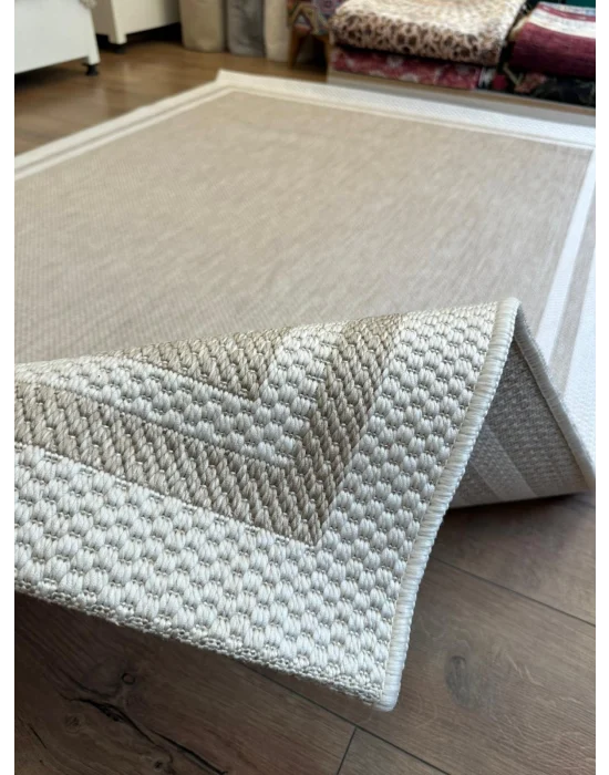 Destan Halı Sisal 01 Bordürlü Özel Ölçü Tam Çerçeveli Jüt Sisal Modern Halı